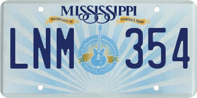 MS license plate LNM354