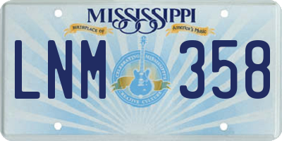 MS license plate LNM358