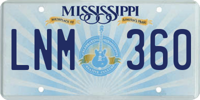 MS license plate LNM360