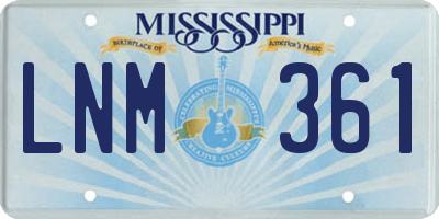 MS license plate LNM361