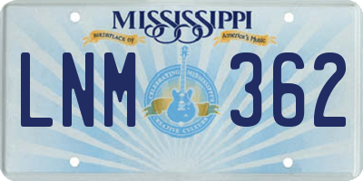 MS license plate LNM362