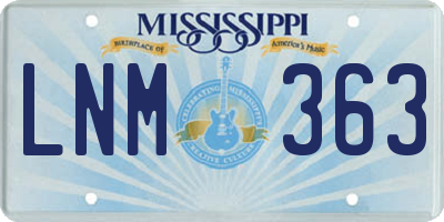 MS license plate LNM363