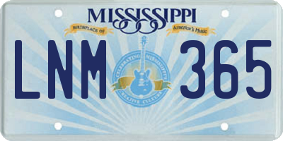 MS license plate LNM365