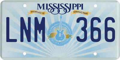 MS license plate LNM366