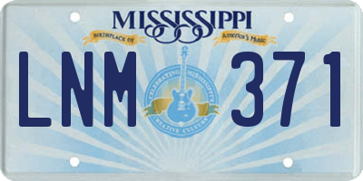 MS license plate LNM371