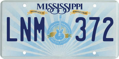 MS license plate LNM372