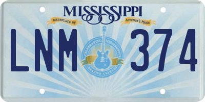 MS license plate LNM374