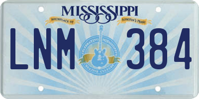 MS license plate LNM384