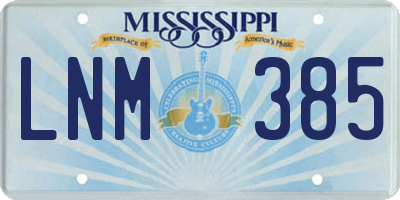 MS license plate LNM385