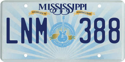 MS license plate LNM388