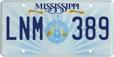 MS license plate LNM389