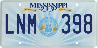 MS license plate LNM398