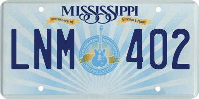 MS license plate LNM402