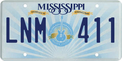MS license plate LNM411