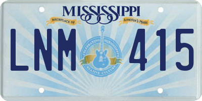 MS license plate LNM415