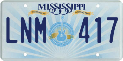MS license plate LNM417
