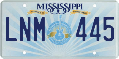 MS license plate LNM445