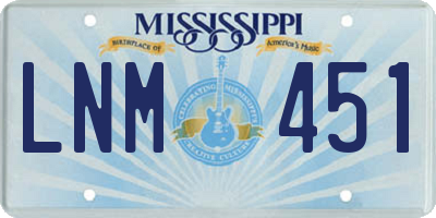 MS license plate LNM451