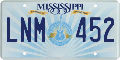 MS license plate LNM452