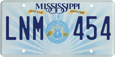MS license plate LNM454