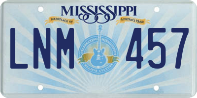 MS license plate LNM457