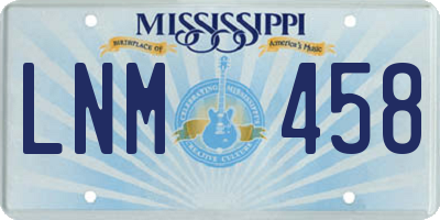 MS license plate LNM458