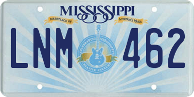 MS license plate LNM462
