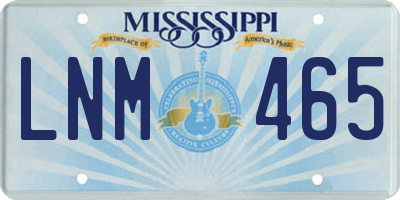 MS license plate LNM465