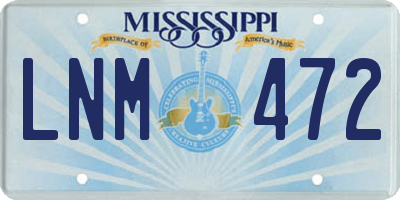 MS license plate LNM472