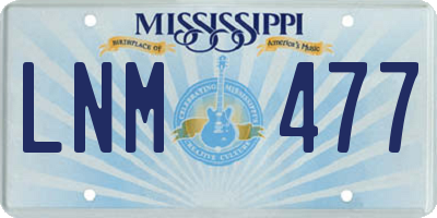 MS license plate LNM477