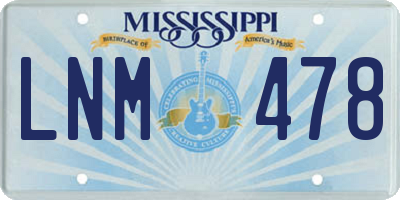 MS license plate LNM478