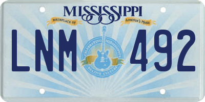 MS license plate LNM492