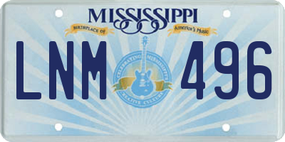 MS license plate LNM496