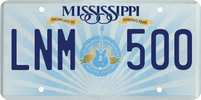 MS license plate LNM500
