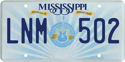 MS license plate LNM502