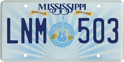 MS license plate LNM503