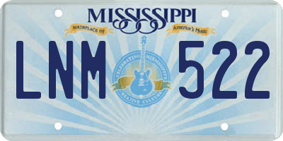 MS license plate LNM522