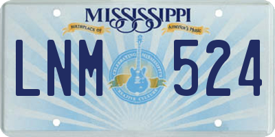 MS license plate LNM524