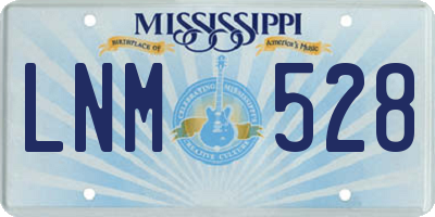 MS license plate LNM528