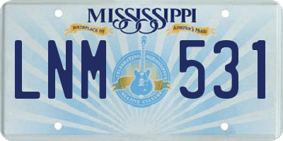 MS license plate LNM531