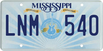 MS license plate LNM540