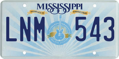 MS license plate LNM543