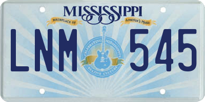 MS license plate LNM545