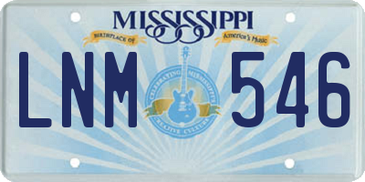 MS license plate LNM546