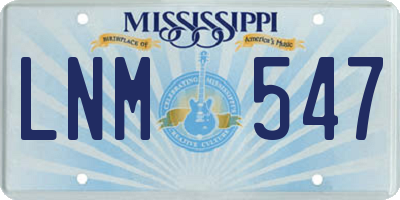 MS license plate LNM547