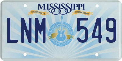 MS license plate LNM549