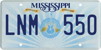 MS license plate LNM550