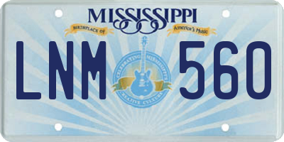 MS license plate LNM560
