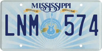 MS license plate LNM574
