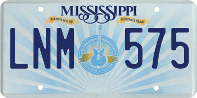 MS license plate LNM575